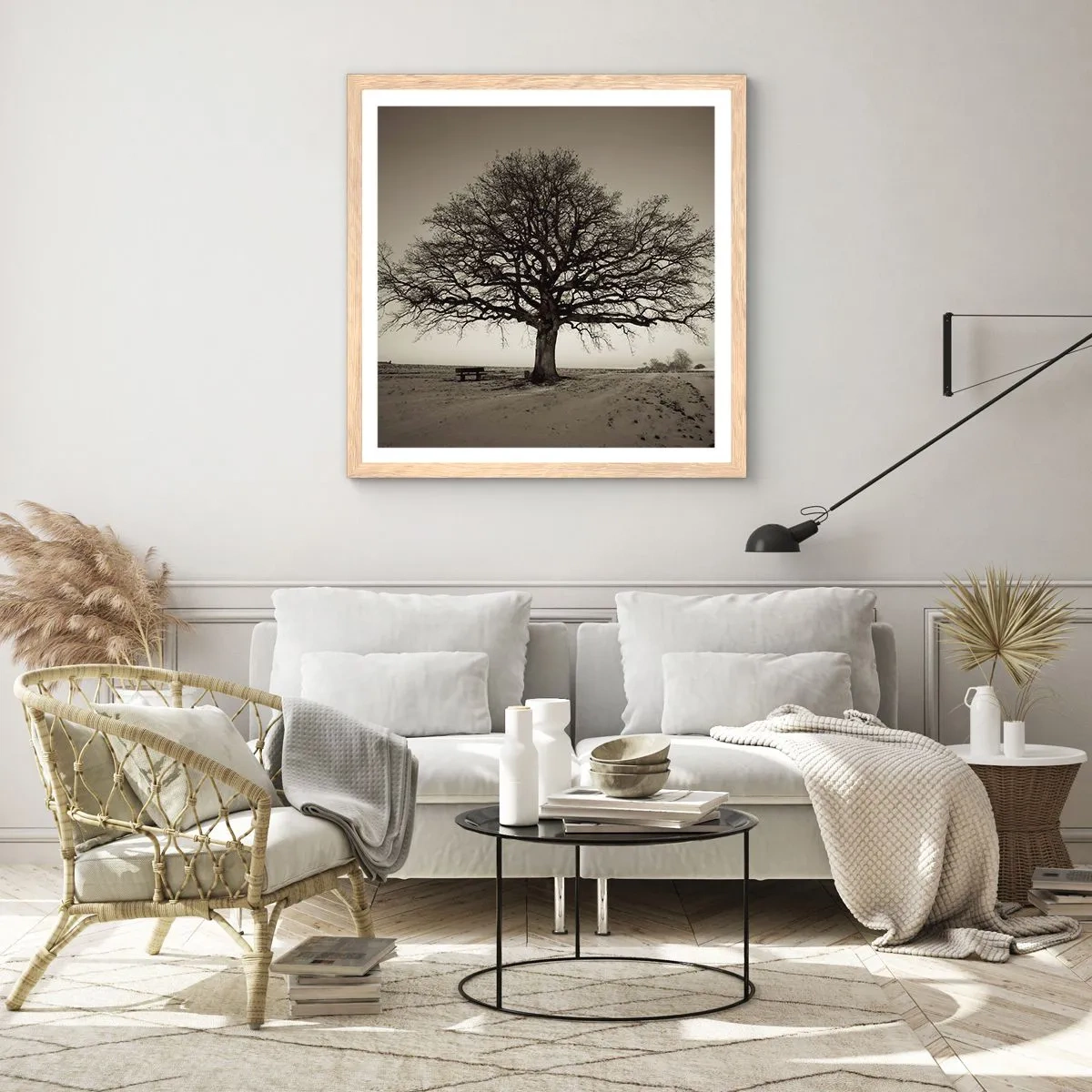 Poster in einem Rahmen aus heller Eiche - Von hier zu Ewigkeit - 60x60 cm