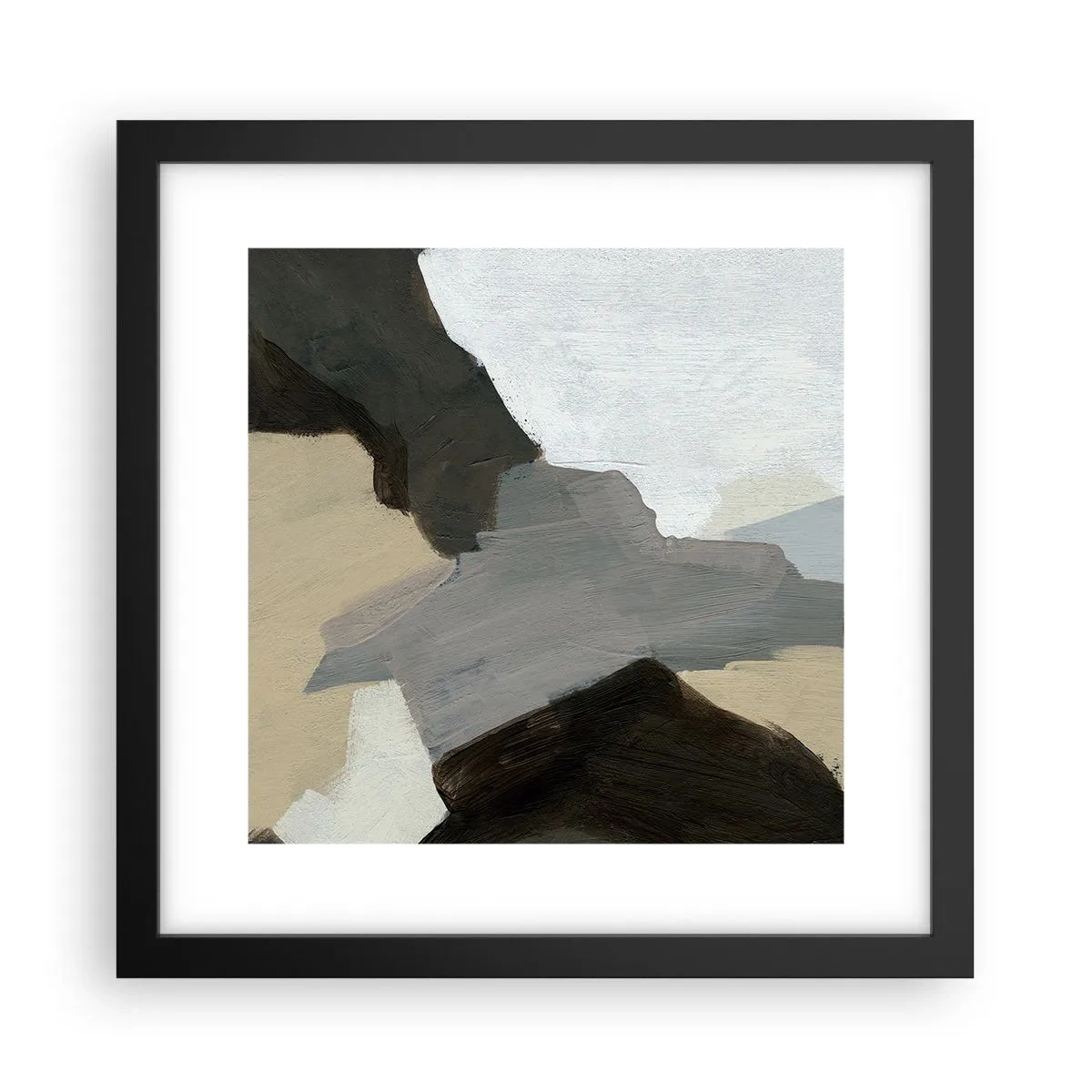 Poster in einem schwarzem Rahmen - Abstraktion: Scheideweg des Graus - 30x30 cm