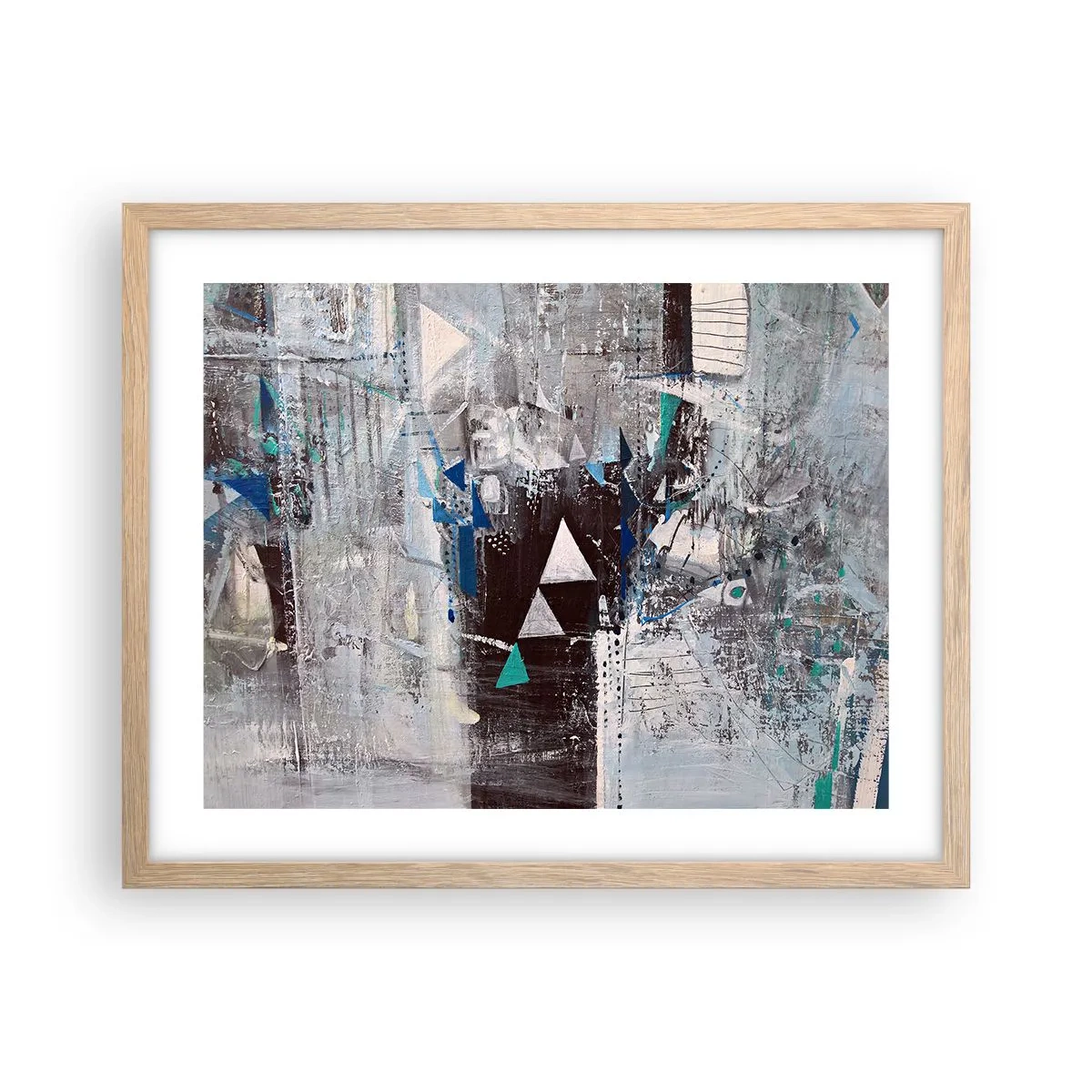 Poster in einem Rahmen aus heller Eiche - Überschreibende Reihenfolge der Dreiecke - 50x40 cm