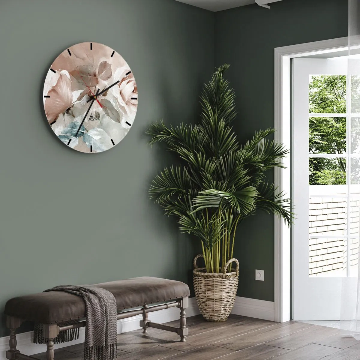 Wanduhr - Glasuhr - Geist der Romantik - 40x40 cm