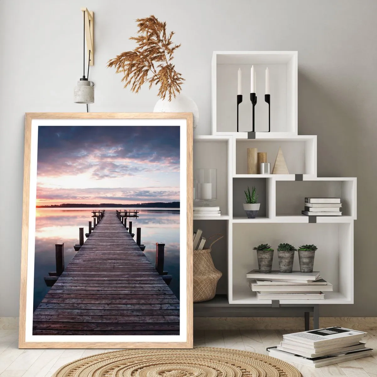Poster in einem Rahmen aus heller Eiche - Eine stille Grenze zwischen Tag und Nacht - 70x100 cm