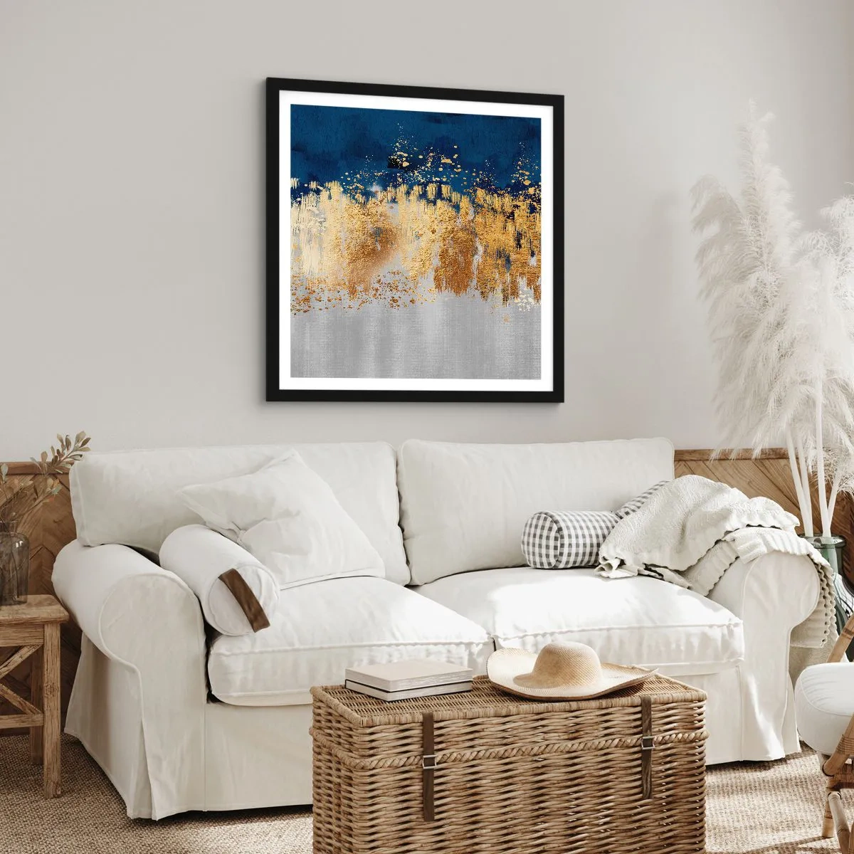 Poster in einem schwarzem Rahmen - Moderne Komposition mit Glanz - 30x30 cm