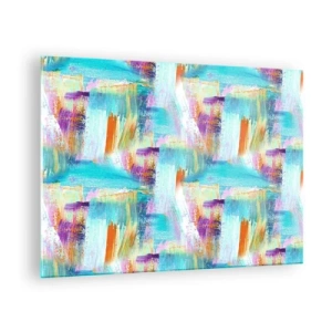 Glasbild - Bild auf glas - Farbenfrohe Abstraktion mit Pinselstrichen in Pastell- und leuchtenden Farben. - 70x50cm - Fröhlicher Labyrinth-Liner - Moderne Wanddekoration für Wohnzimmer und Schlafzimmer ARTTOR