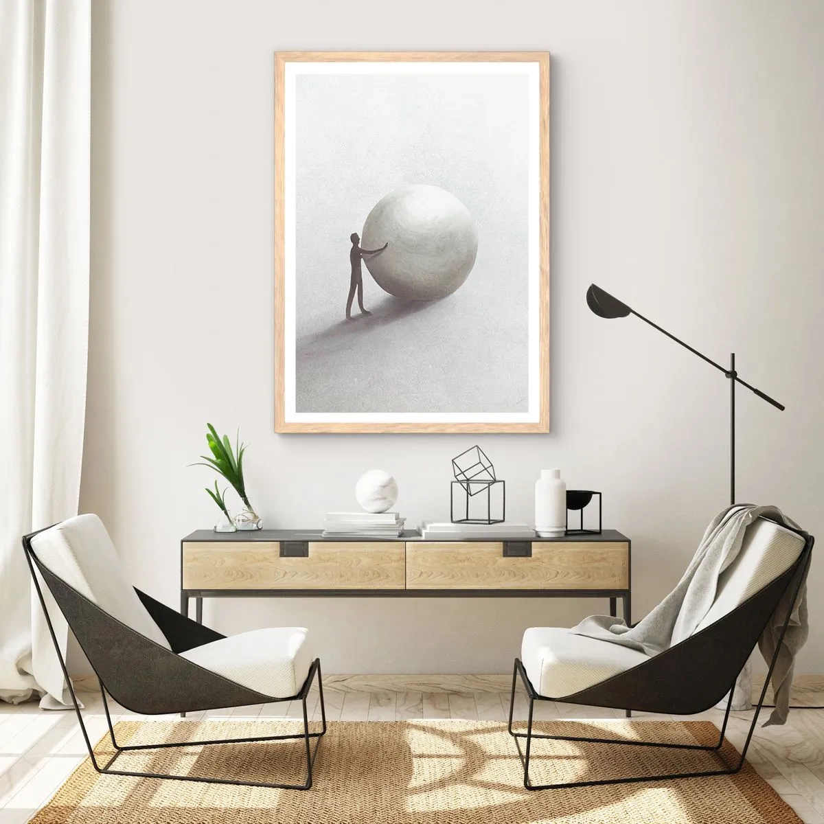 Poster in einem Rahmen aus heller Eiche - Das Spiel des Lebens - 50x70 cm
