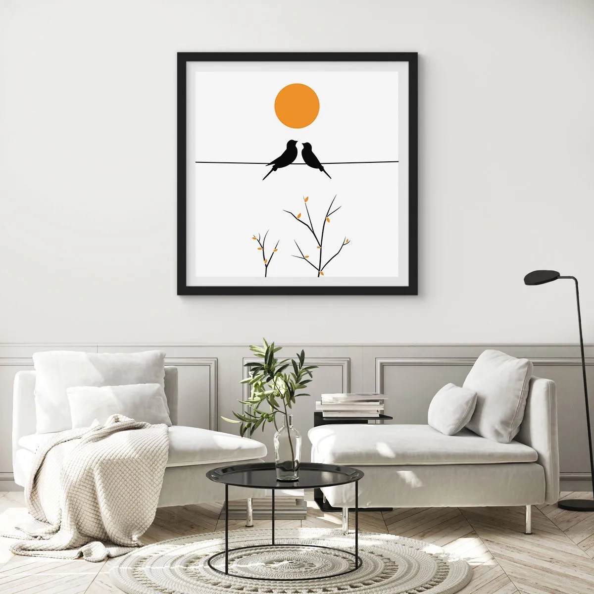 Poster in einem schwarzem Rahmen - Abend der Nachtigallen - 60x60 cm