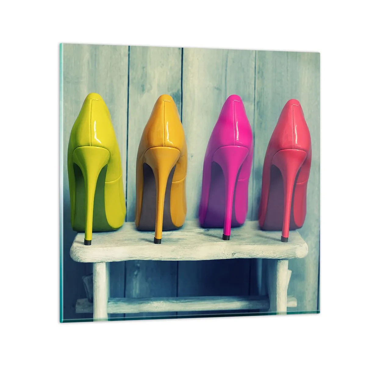 Glasbild - Bild auf glas - Spazierengehen auf dem Regenbogen - 40x40 cm