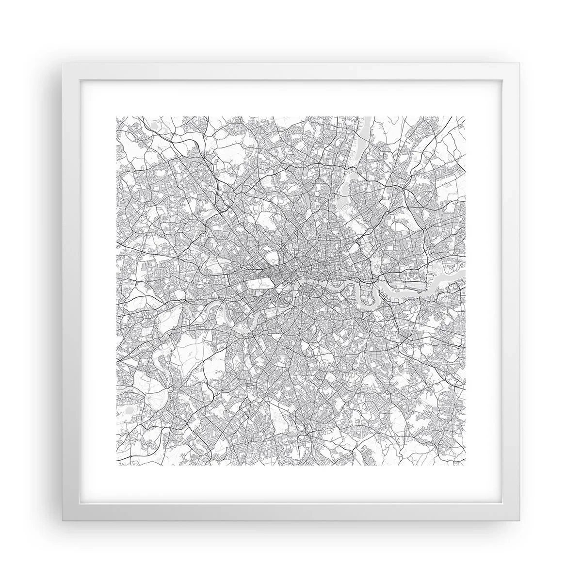 Poster in einem weißen Rahmen - Karte des Labyrinths von London - 40x40 cm