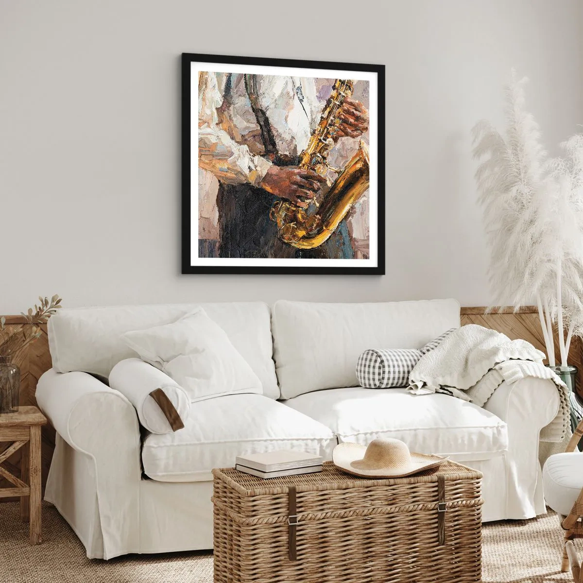 Poster in einem schwarzem Rahmen - Zeit fürs Solo - 60x60 cm