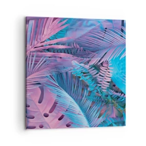 Bild auf Leinwand - Leinwandbild - Tropen in Rosa und Blau - 60x60 cm