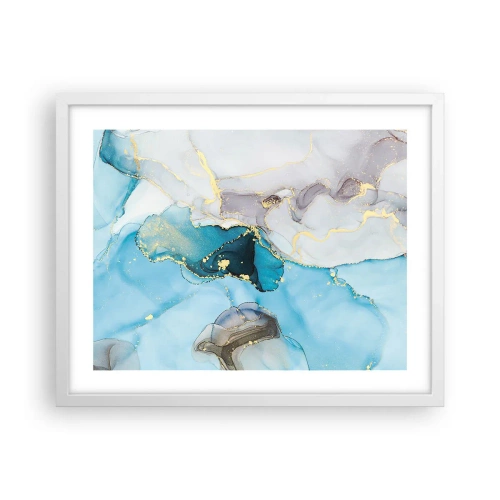 Poster in einem weißen Rahmen - Eine Studie über das Zusammentreffen von Grau und Türkis - 50x40 cm
