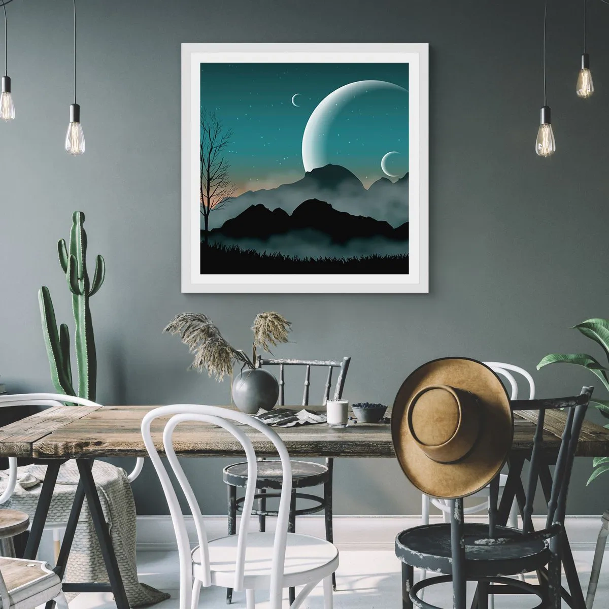 Poster in einem weißen Rahmen - Karneval in der Sternenacht - 30x30 cm