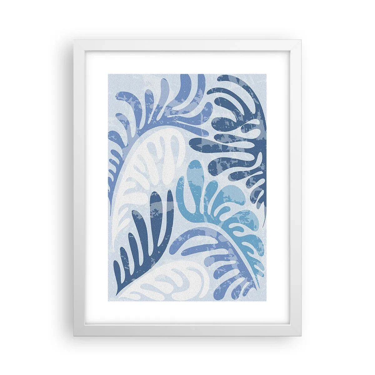 Poster in einem weißen Rahmen - Blaue Farne - 30x40 cm