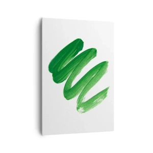 Bild auf Leinwand - Leinwandbild - Grüner abstrakter Pinselstrich auf weißem Hintergrund - 70x100cm - Grüner Witz - Moderne Wanddekoration für Wohnzimmer und Schlafzimmer ARTTOR