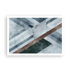 Poster - Geometrische Formen in kühlen Blau- und Brauntönen - 100x70cm - Anspruchsvolle Eleganz der Geometrie - Moderne Wanddekoration für Wohnzimmer und Schlafzimmer ARTTOR