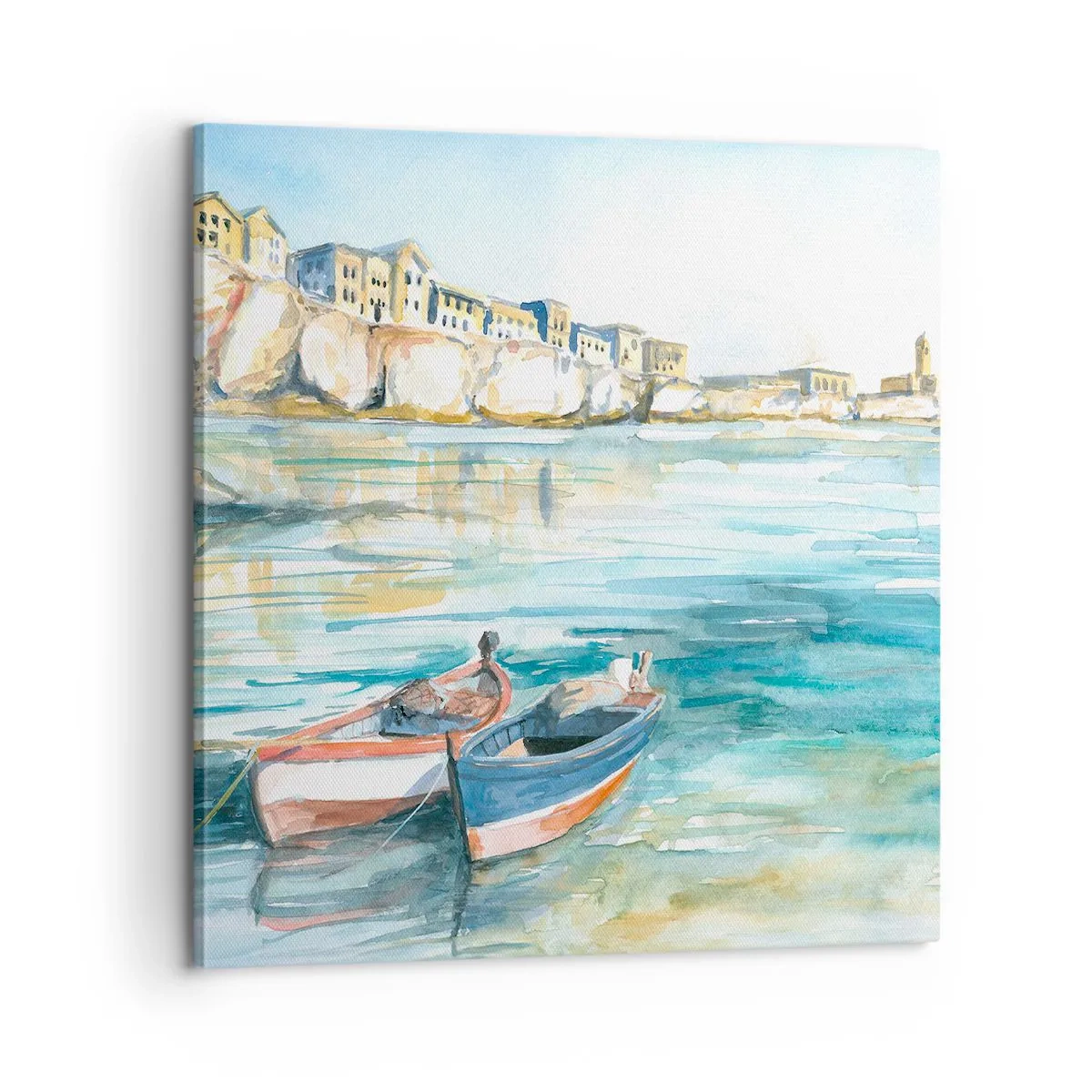Bild auf Leinwand - Leinwandbild - Landschaft in Azurblau - 60x60 cm