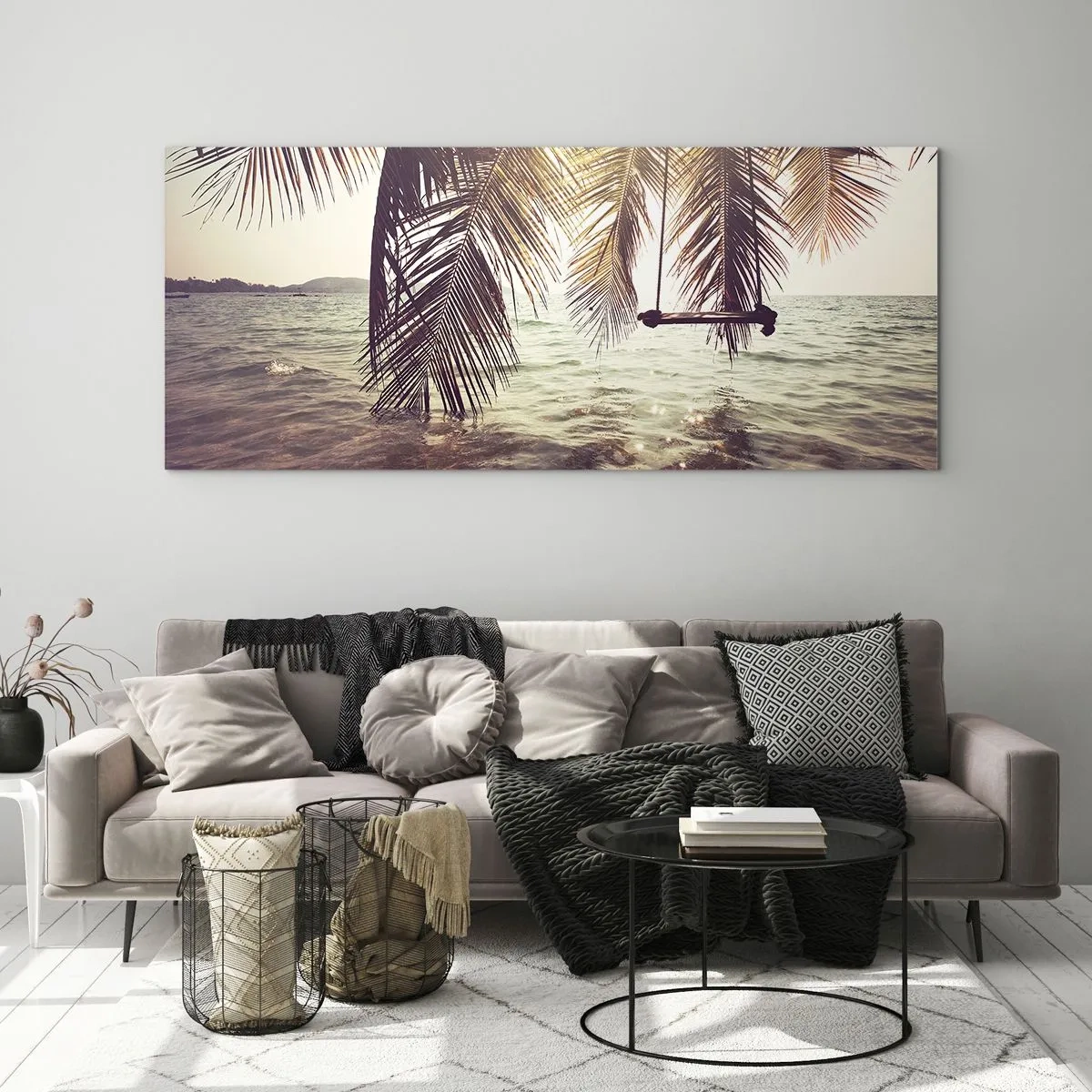Glasbild - Bild auf glas - Sie können nach Belieben in den Wolken schwingen - 100x40 cm