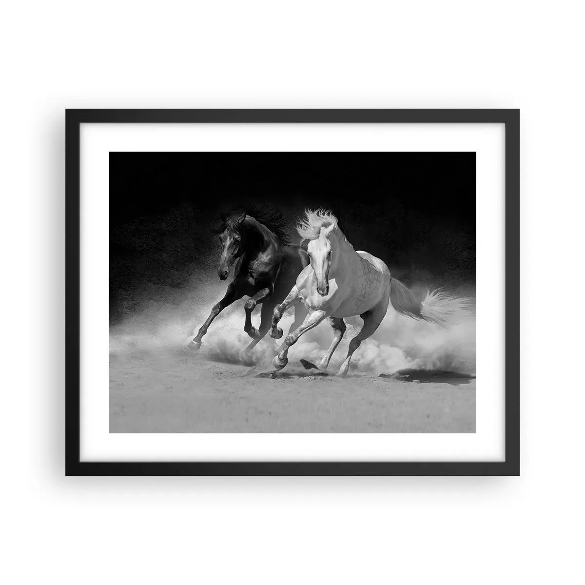 Poster in einem schwarzem Rahmen - Galopp der Freiheit - 50x40 cm