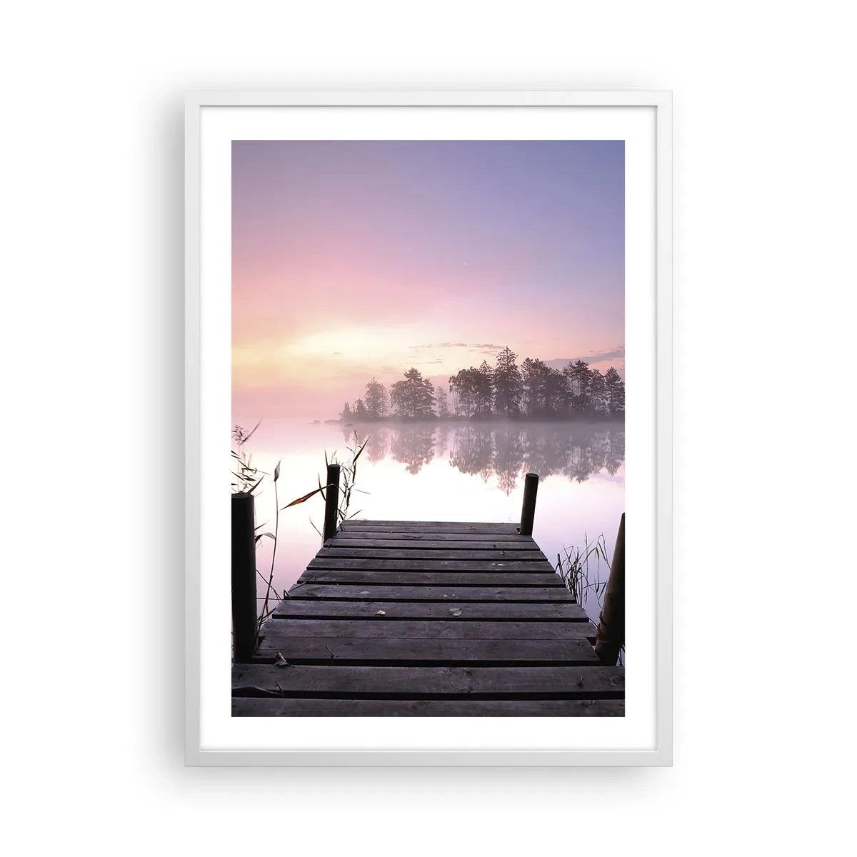 Poster in einem weißen Rahmen - Aus dem lila Nebel ... - 50x70 cm