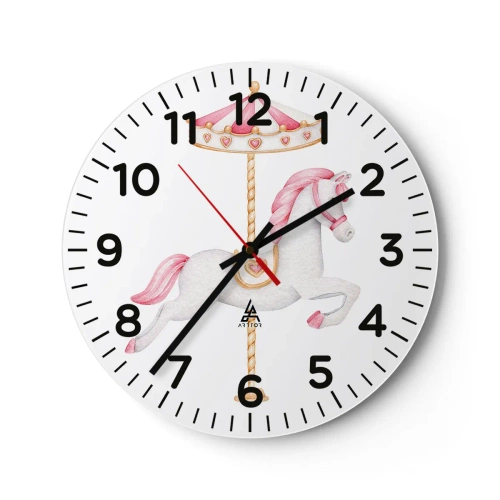 Wanduhr - Glasuhr - Er legte los - 40x40 cm