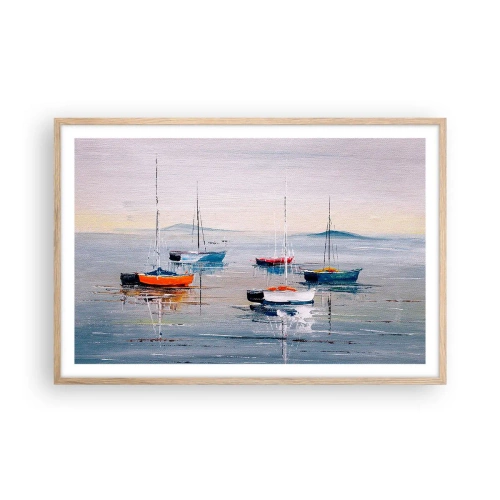 Poster in einem Rahmen aus heller Eiche - Wohlverdiente Ruhe - 91x61 cm