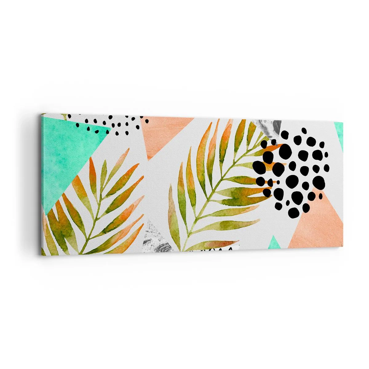 Bild auf Leinwand - Leinwandbild - Dekoration mit Palmblatt - 100x40 cm