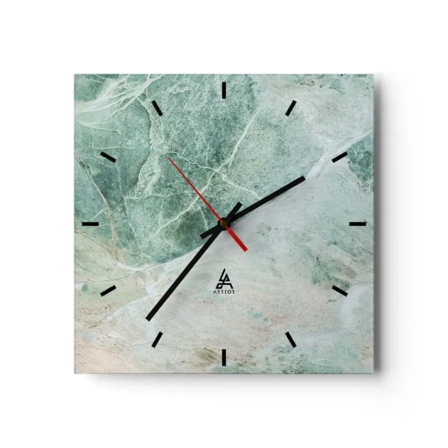 Wanduhr - Glasuhr - Grüner Marmor mit zarten weißen Adern - 30x30cm - Edle Kälte des Steins - Moderne Wanddekoration für Wohnzimmer und Schlafzimmer ARTTOR