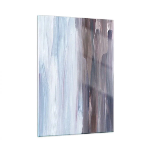 Glasbild - Bild auf glas - Horizontale Wasserstreifen in Blau- und Brauntönen im abstrakten Stil - 50x70cm - Elemente: Wasser - Moderne Wanddekoration für Wohnzimmer und Schlafzimmer ARTTOR