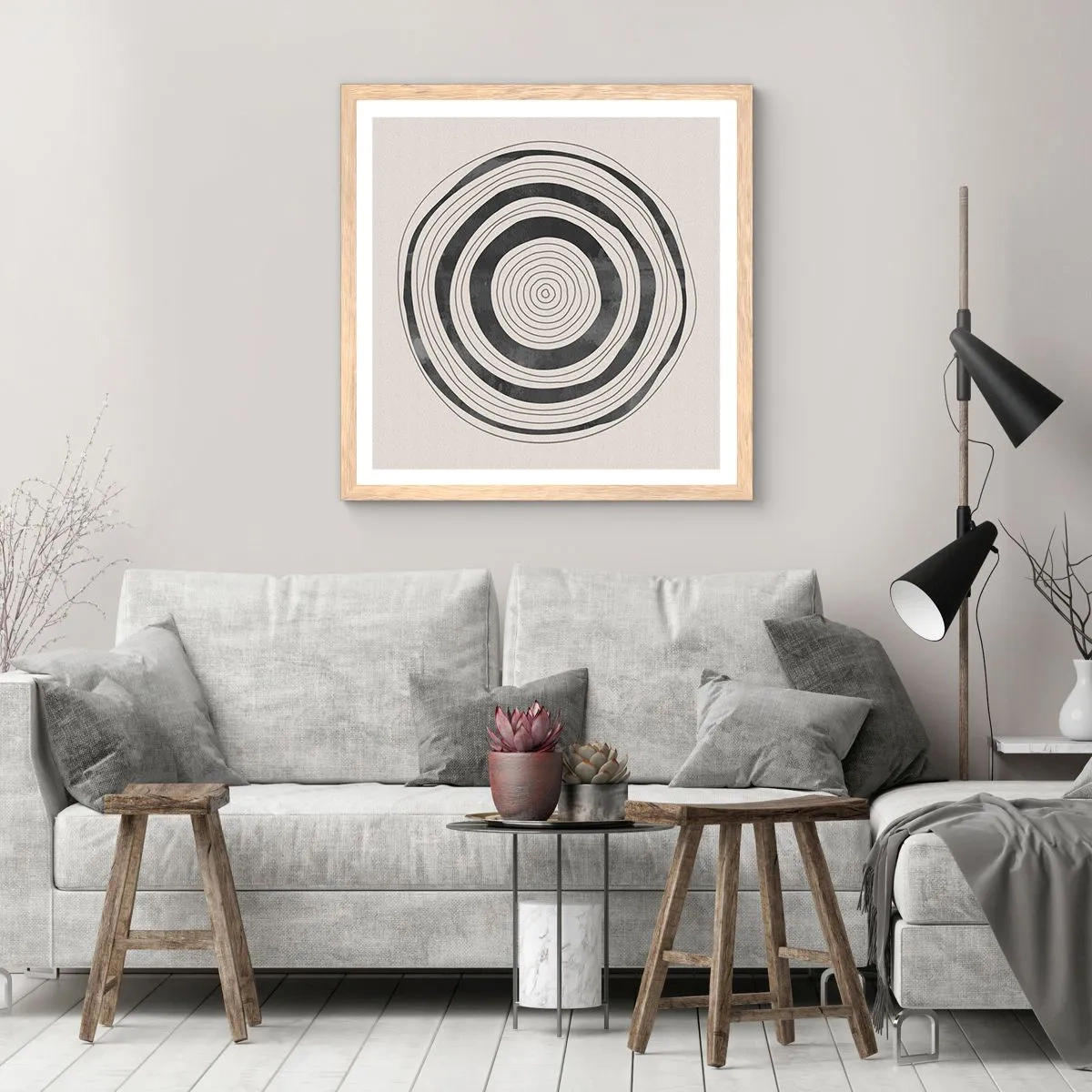 Poster in einem Rahmen aus heller Eiche - Wichtig ist, was dazwischen liegt - 50x50 cm