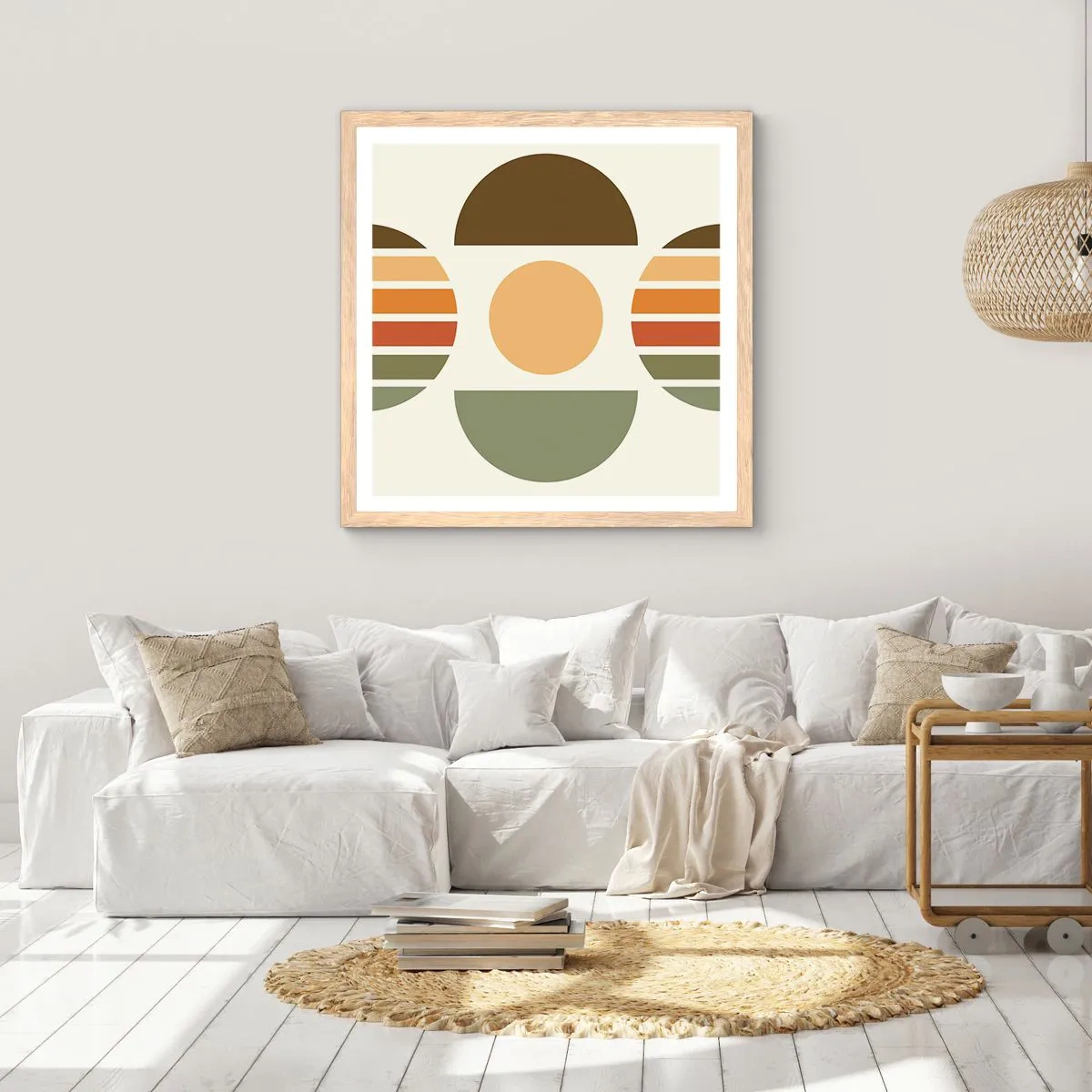 Poster in einem Rahmen aus heller Eiche - In Erdtönen - 50x50 cm