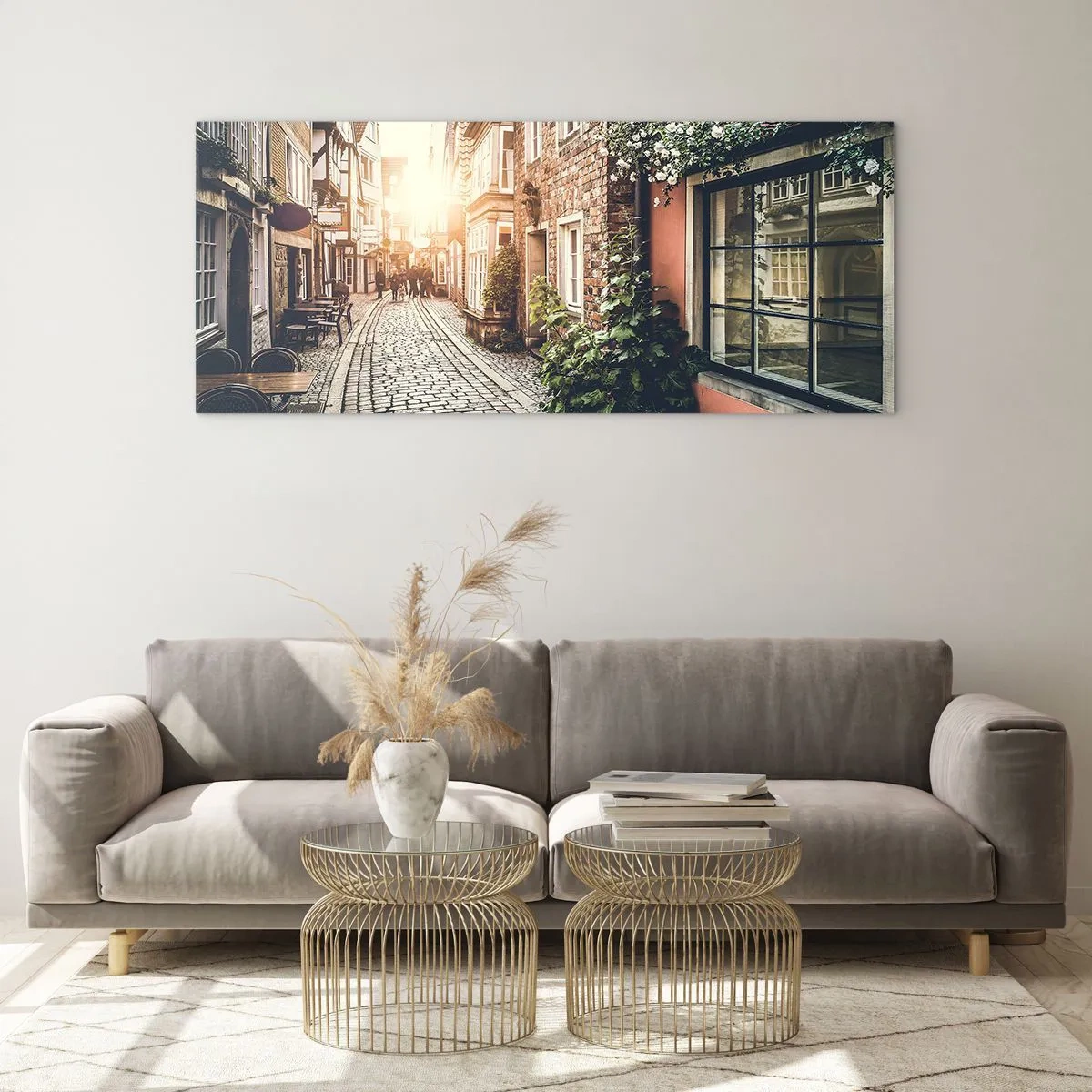 Glasbild - Bild auf glas - Rosenallee im rosa Schein - 90x30 cm