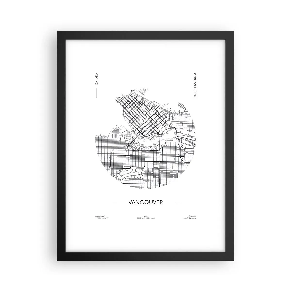 Poster in einem schwarzem Rahmen - Anatomie von Vacouver - 30x40 cm