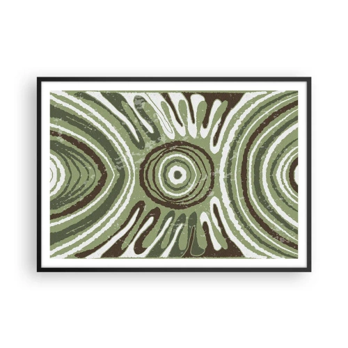 Poster in einem schwarzem Rahmen - Abstrakte Muster in Grün- und Brauntönen - 100x70cm - Explosion von Emotionen - Moderne Wanddekoration für Wohnzimmer und Schlafzimmer ARTTOR