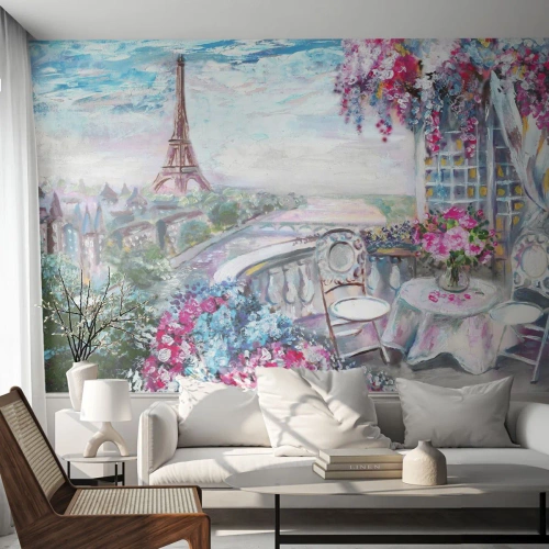 Fototapete Premium Canvas - Am schönsten ist es hier im Mai - Stadt, Eiffelturm, Paris - 300x210 cm