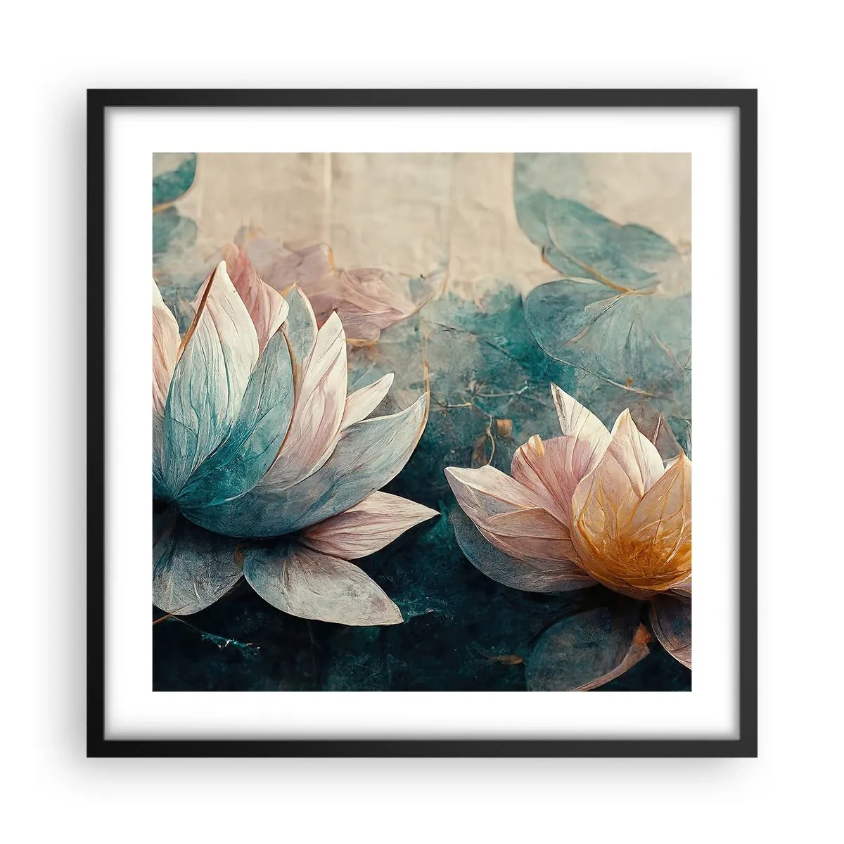 Poster in einem schwarzem Rahmen - Seesterne - 50x50 cm