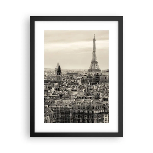 Poster in einem schwarzem Rahmen - Über den Dächern von Paris - 30x40 cm