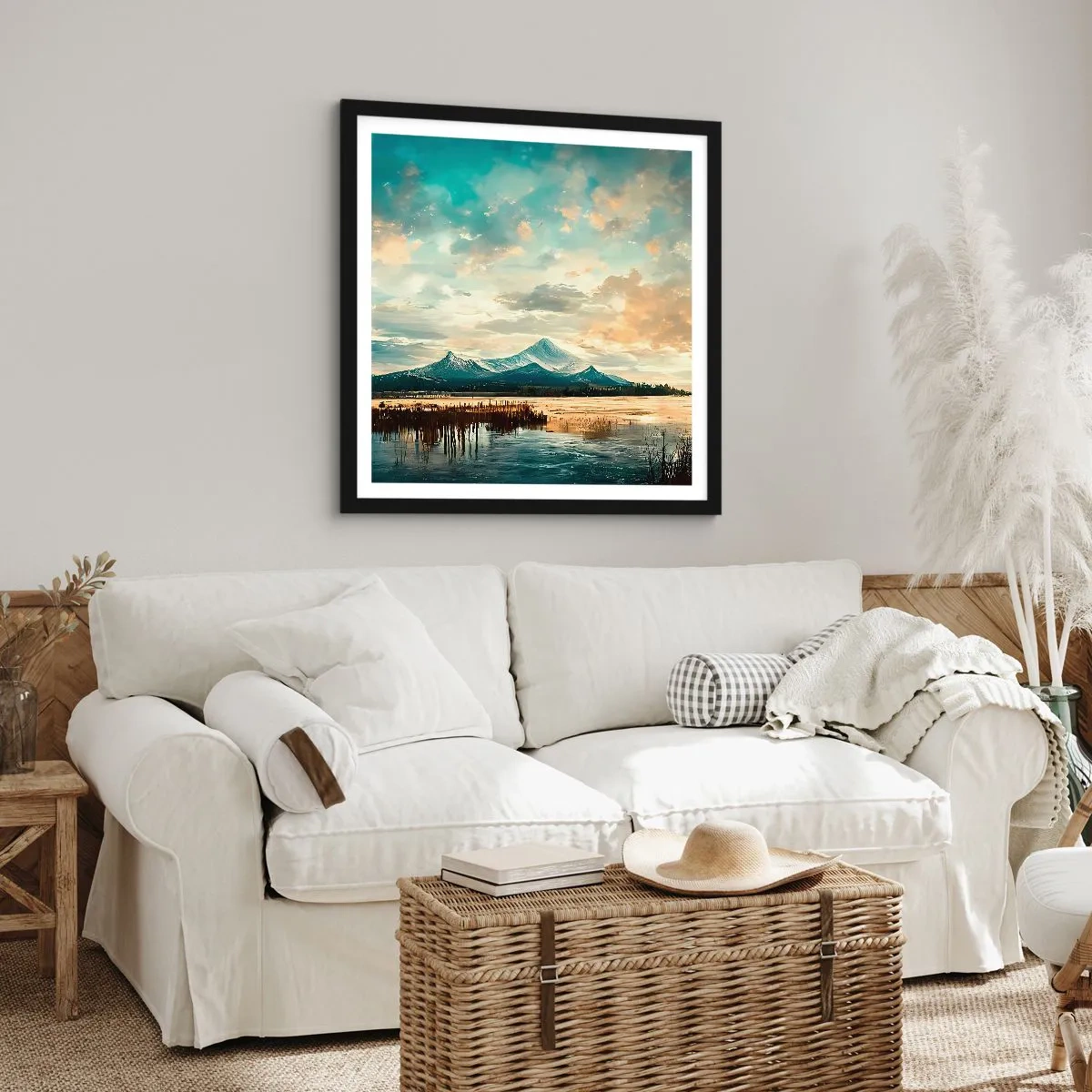 Poster in einem schwarzem Rahmen - Unter dem Schutz des Himmels - 30x30 cm