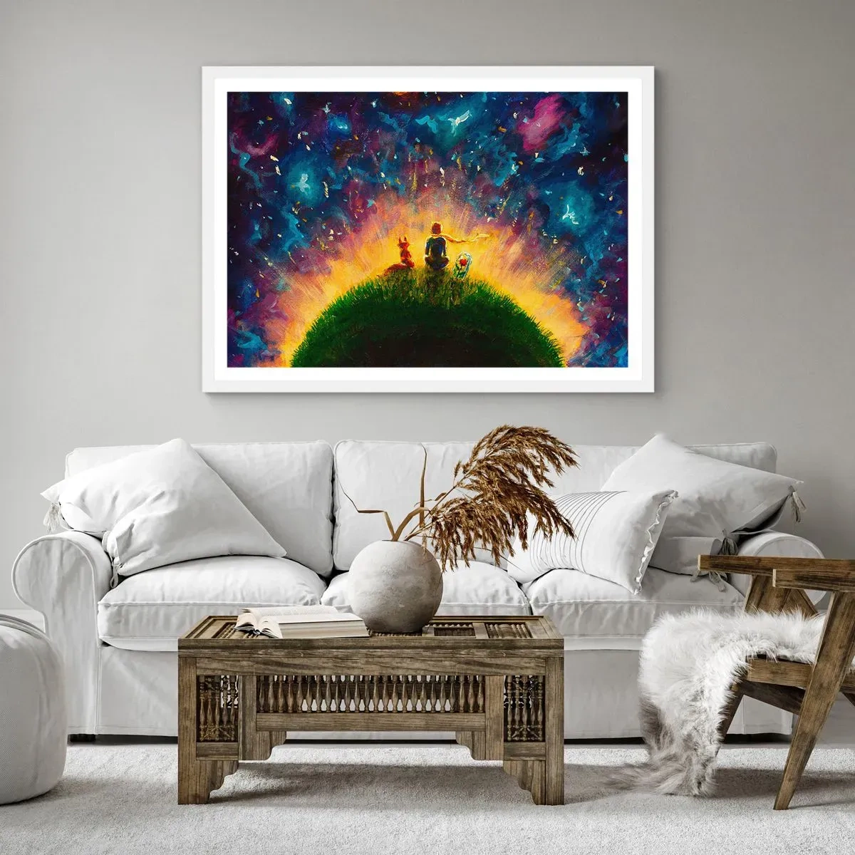 Poster in einem weißen Rahmen - Liebe und Freundschaft - die ganze Welt - 40x30 cm