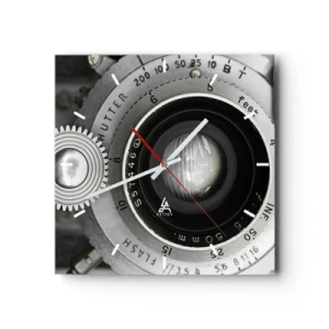Wanduhr - Glasuhr - Das Objektiv einer alten Kamera - 30x30cm - Eine Story über Hollywood - Moderne Wanddekoration für Wohnzimmer und Schlafzimmer ARTTOR