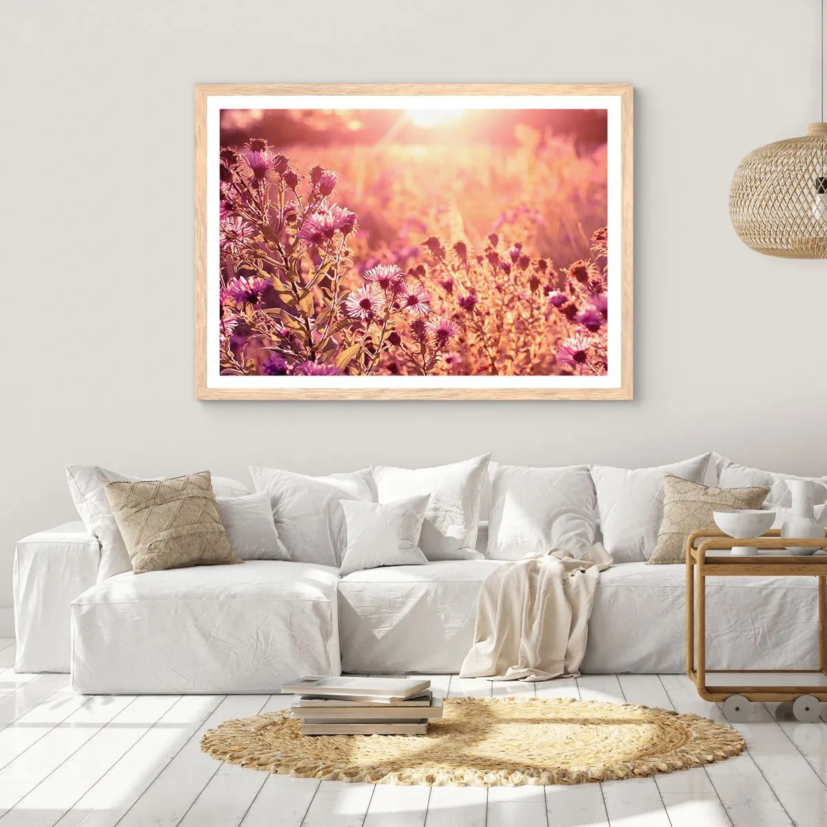 Poster in einem Rahmen aus heller Eiche - Bevor der Sommer vorbei ist - 50x40 cm