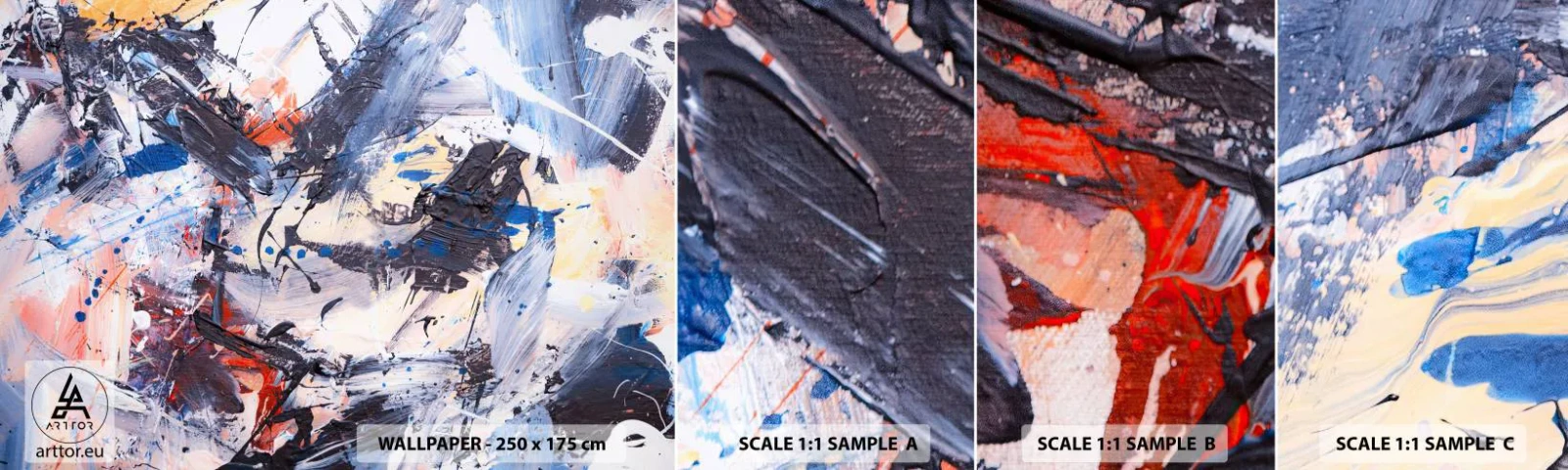 Fototapeten Muster Selbstklebend Deluxe Sticker - Verrückter Tanz der Abstraktion - Abstraktion, Stück, Malerei - 100x30 cm