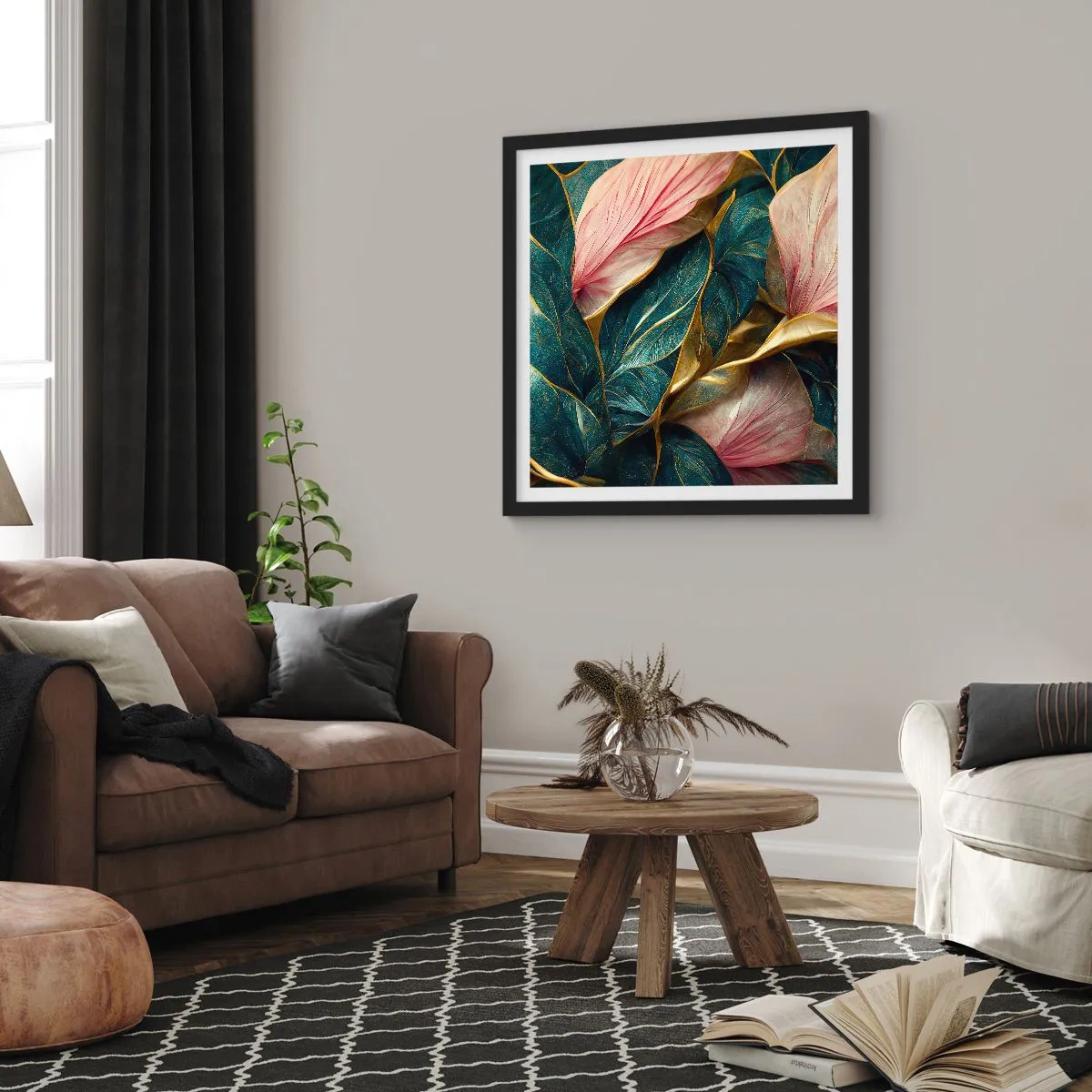 Poster in einem schwarzem Rahmen - Natürliche Eleganz und Stil - 50x50 cm