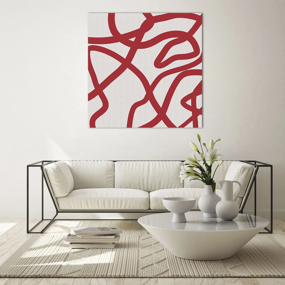 Glasbild - Bild auf glas - Rot auf Weiß - 40x40 cm
