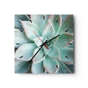 Wanduhr - Glasuhr - Nahaufnahme einer grünen Sukkulente - 30x30cm - Das Herz der Wüste - Moderne Wanddekoration für Wohnzimmer und Schlafzimmer ARTTOR