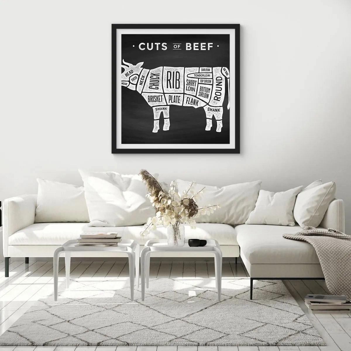 Poster in einem schwarzem Rahmen - Metzger Grundierung - 30x30 cm