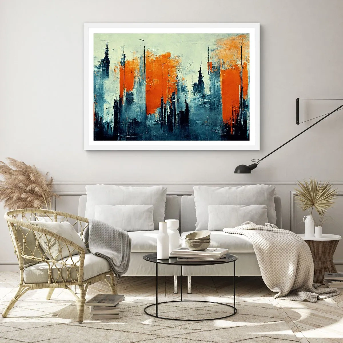 Poster in einem weißen Rahmen - Moderne Landschaft - 40x30 cm