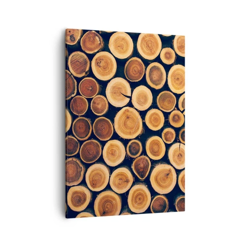 Bild auf Leinwand - Leinwandbild - Muster aus Querschnitten von Holzstämmen - 50x70cm - Wie alt sehe ich aus? - Moderne Wanddekoration für Wohnzimmer und Schlafzimmer ARTTOR