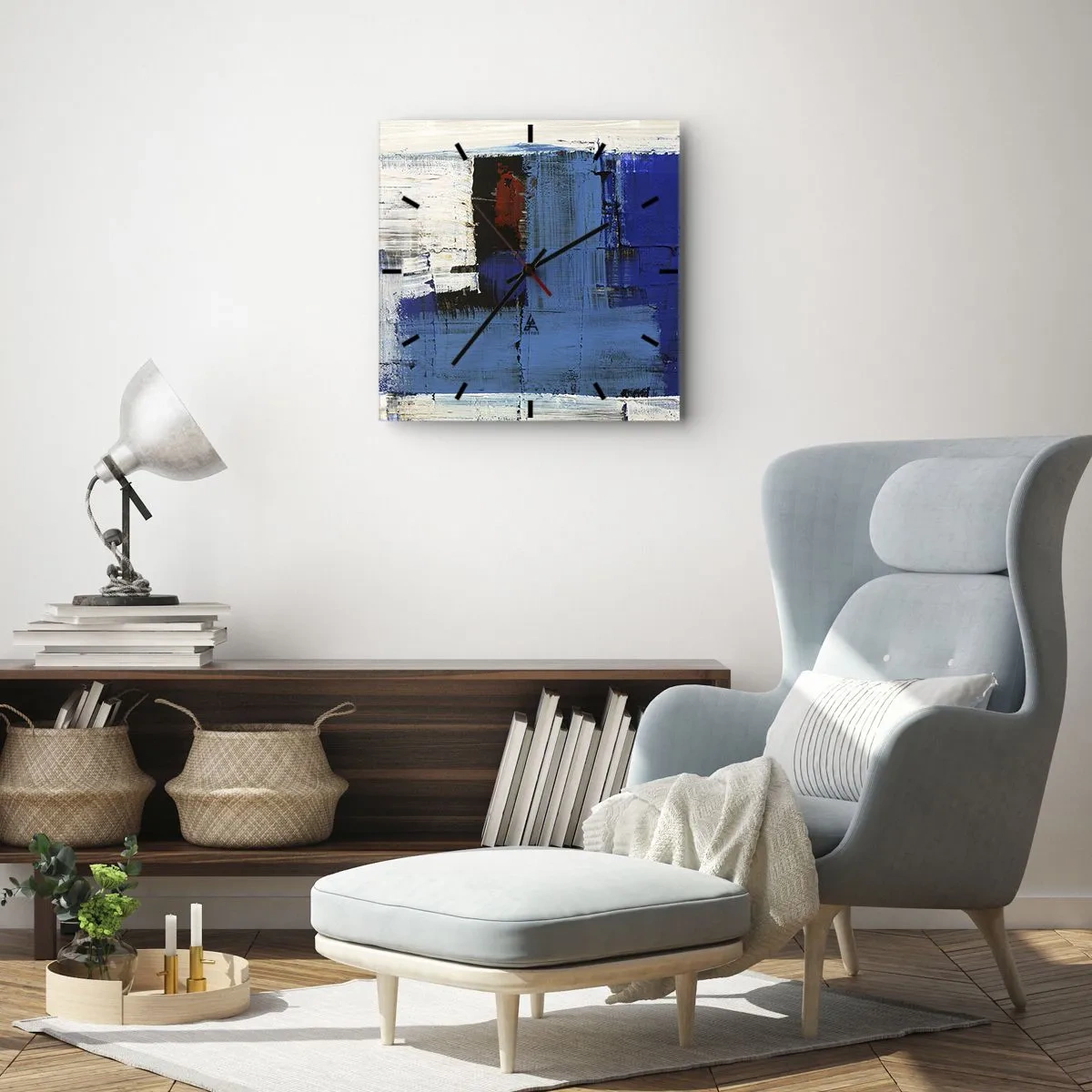 Wanduhr - Glasuhr - Geheimnis ist blau - 40x40 cm