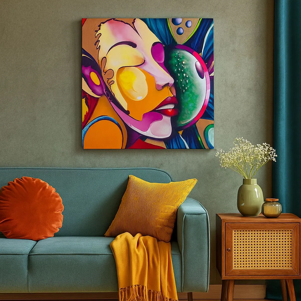 Bild auf Leinwand - Leinwandbild - Mit Farbe berühren - 30x30 cm