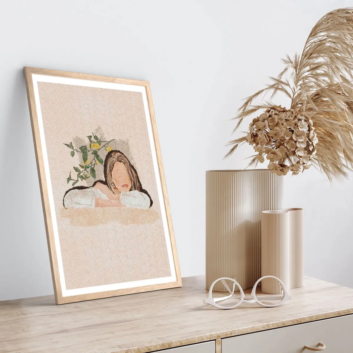 Poster in einem Rahmen aus heller Eiche - Südländische Schönheit - 61x91 cm