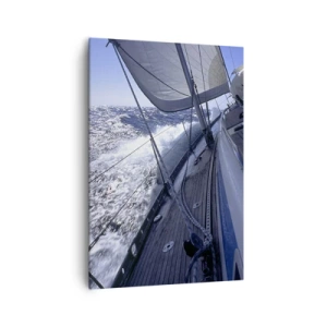 Bild auf Leinwand - Leinwandbild - Ein Segelboot in stürmischer See mit weißen Segeln und einem Holzdeck. - 70x100cm - Ich weiß was es heißt ein Vogel zu sein - Moderne Wanddekoration für Wohnzimmer und Schlafzimmer ARTTOR